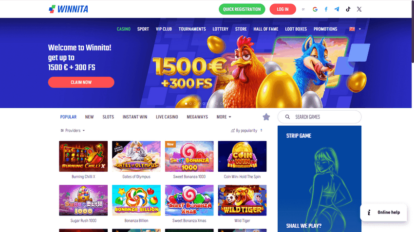 Winnita Casino: Sali a 1500€ + 300 giri gratuiti Winnita Casino: Sali a 1500€ + 300 giri gratuiti